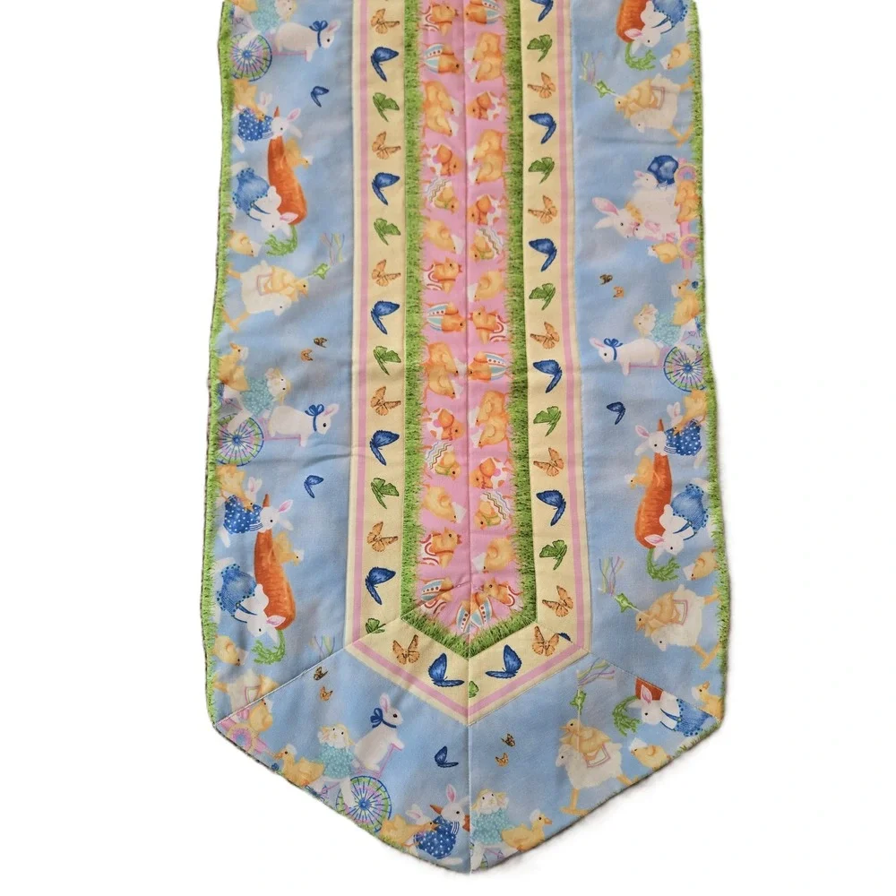 Handmade Quilted Easter Table Runner Bunny Chick Butterfly Spring Decor #1